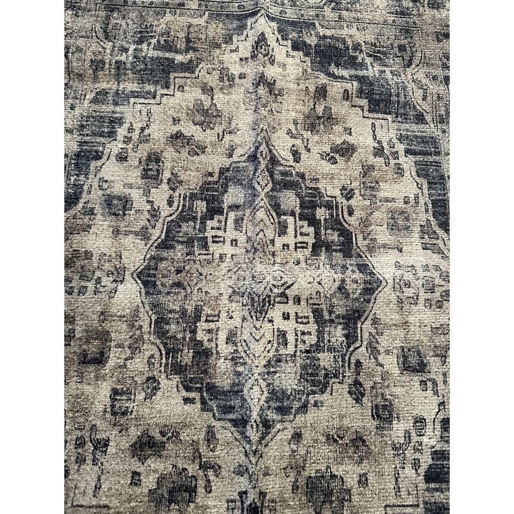 Machine Washable Rug 2'X3' Gloria GLR88 Blue Brown Cream Faded-Look